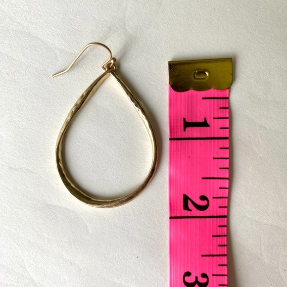 Gold Tone Oval Hoop Drop Earrings - Picture 7 of 7